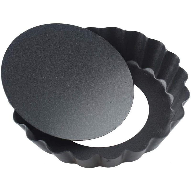 Black Carbon Steel Non-stick Tart Pan for Making Pizza, Roast Chicken, Cake