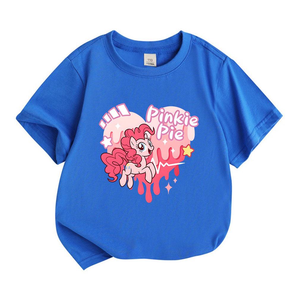 Kids Boys Girls 100% Cotton Crew Neck Short Sleeve T-Shirt, Cute Pink Pony Print Casual Comfortable Tee for Daily Wear, Lightweight Breathable Summer