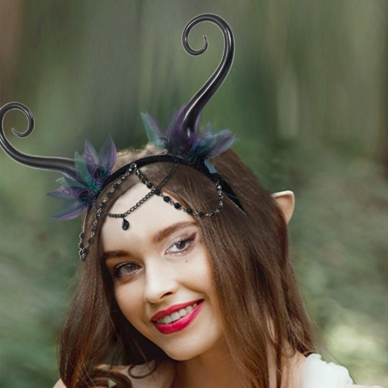 Hexenkostüm Haarreif Gothic Dark Fairy Haarstyling für Live-Show Stirnbänder Gothic Karneval