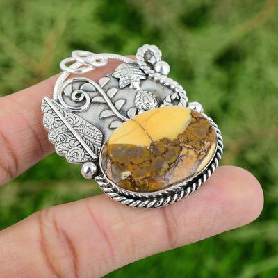 Sterling Silver Brecciated Mookaite Stone Wife Bezel Handcrafted Unique Pendant