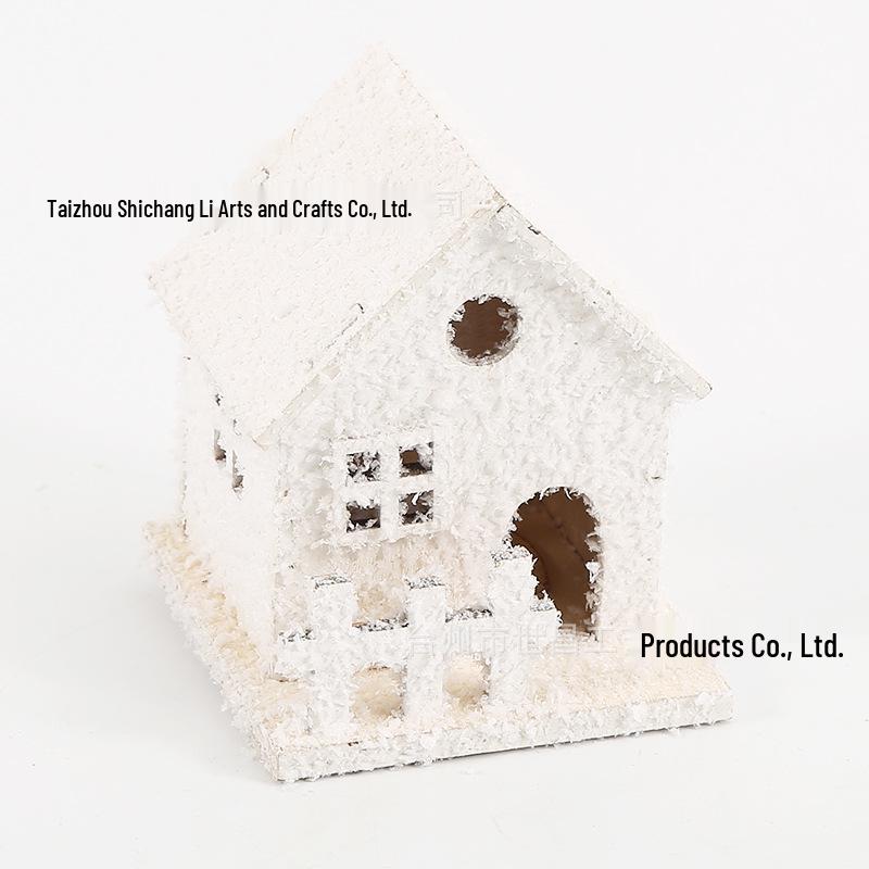 Christmas Wooden Snowflake Cabin Light Ornaments for Window/Table Decoration