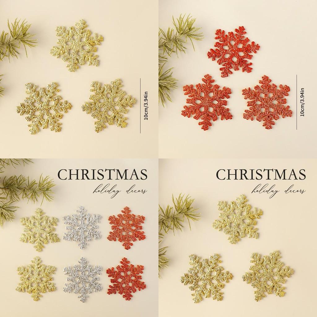 Christmas Snowflake Ornaments Pack With Gold Silver Red For Holiday Tree Decor