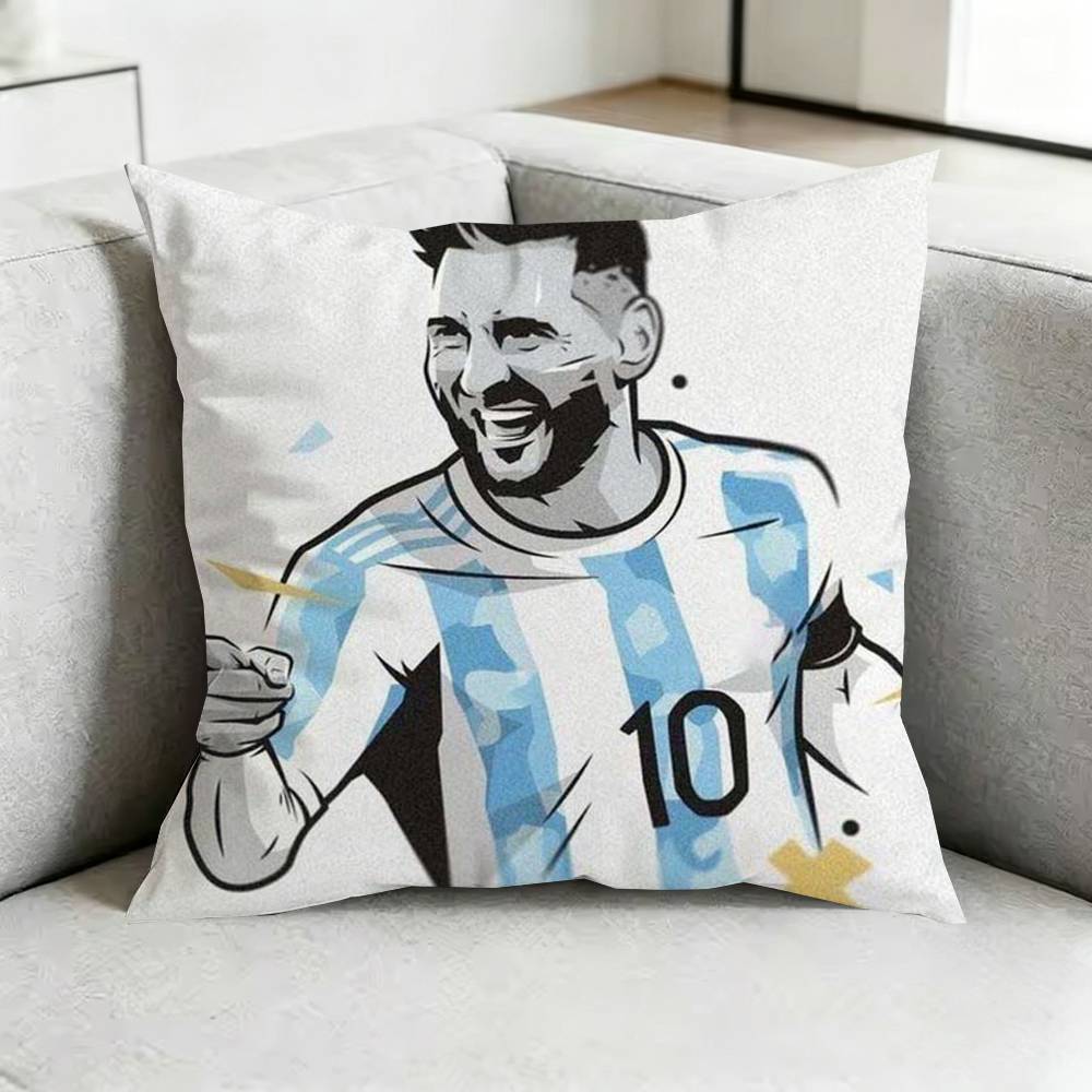 Qversion Cartoon LionelL Messi Pillow Case Square DoubleSided Sofa Cushion Cover Bedroom Bedside Pillow Gift