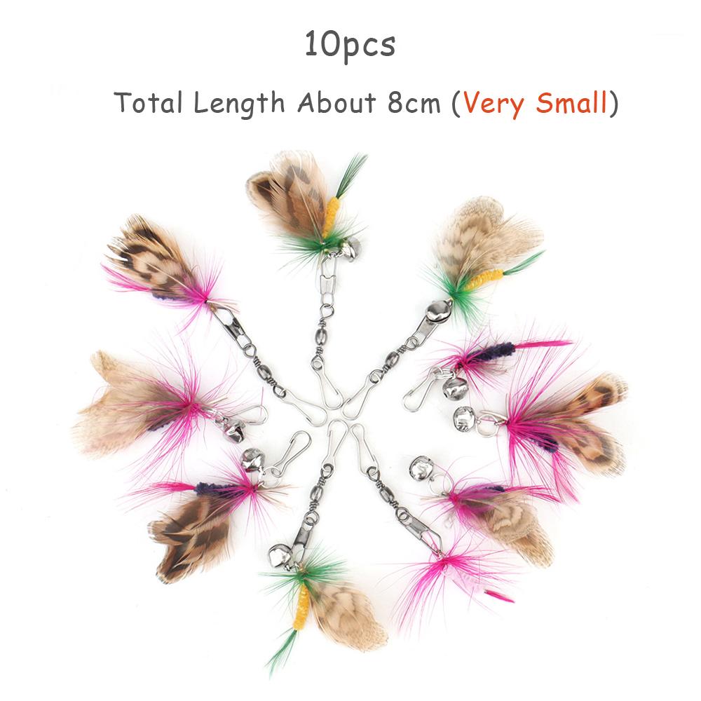 10pcs Small Feather Cat Toy DIY Replace Cat Teaser Stick Replacement Pet Toy Accessories