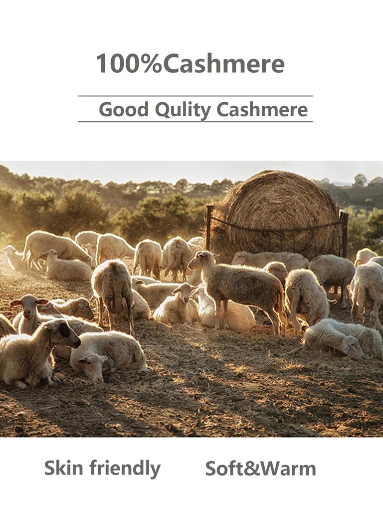 Ladies 100% Cashmere Soft Pashmina Windproof Neckerchief Solid Color Printed Warmth Outdoor Hiking Casual Wear for Winter