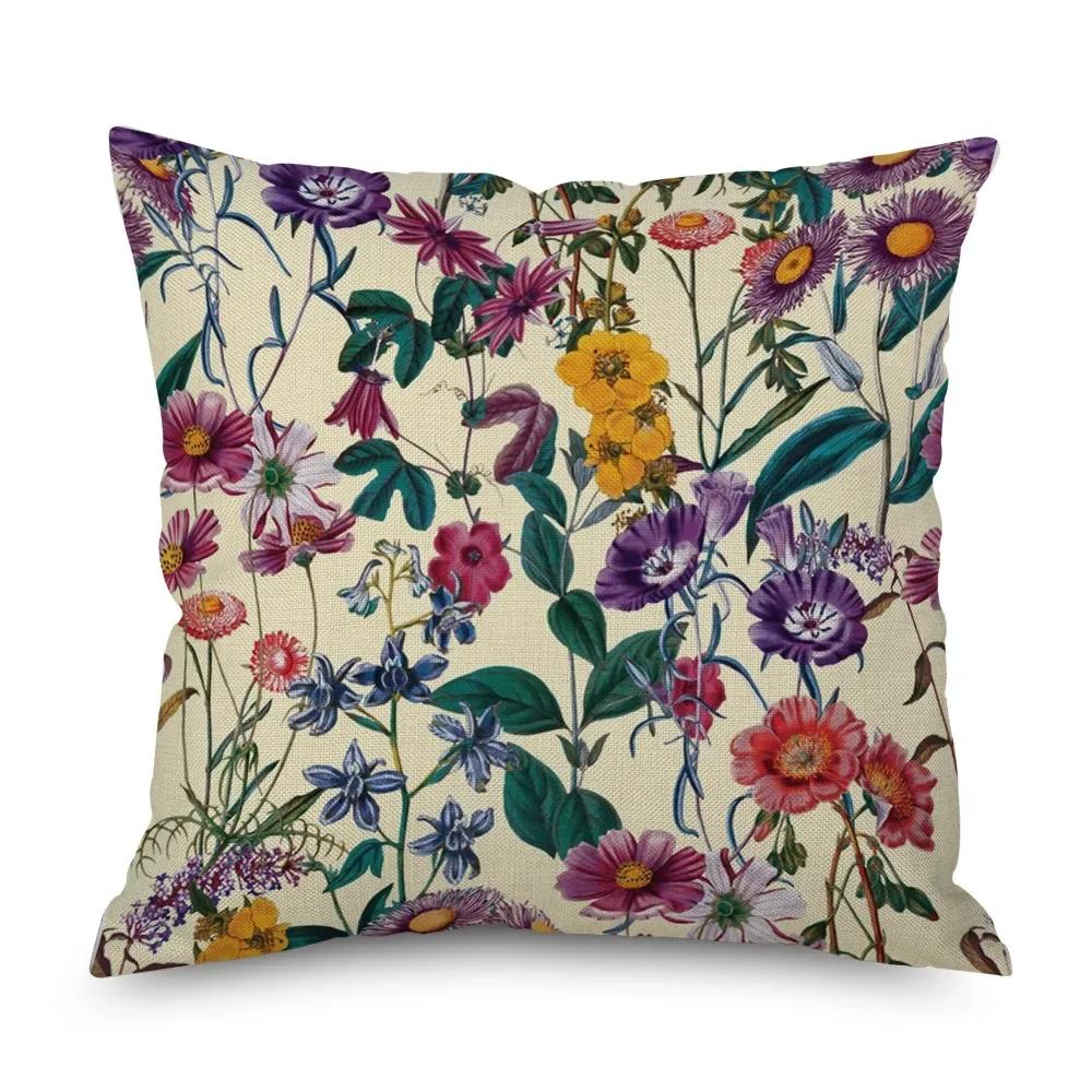 Vintage Floral Leinen Kissenbezug Schwarze Nacht Rose Kissenbezüge Dekorativ Interieur für Heimdeko Kissenhülle für Schlafzimmer 45x45