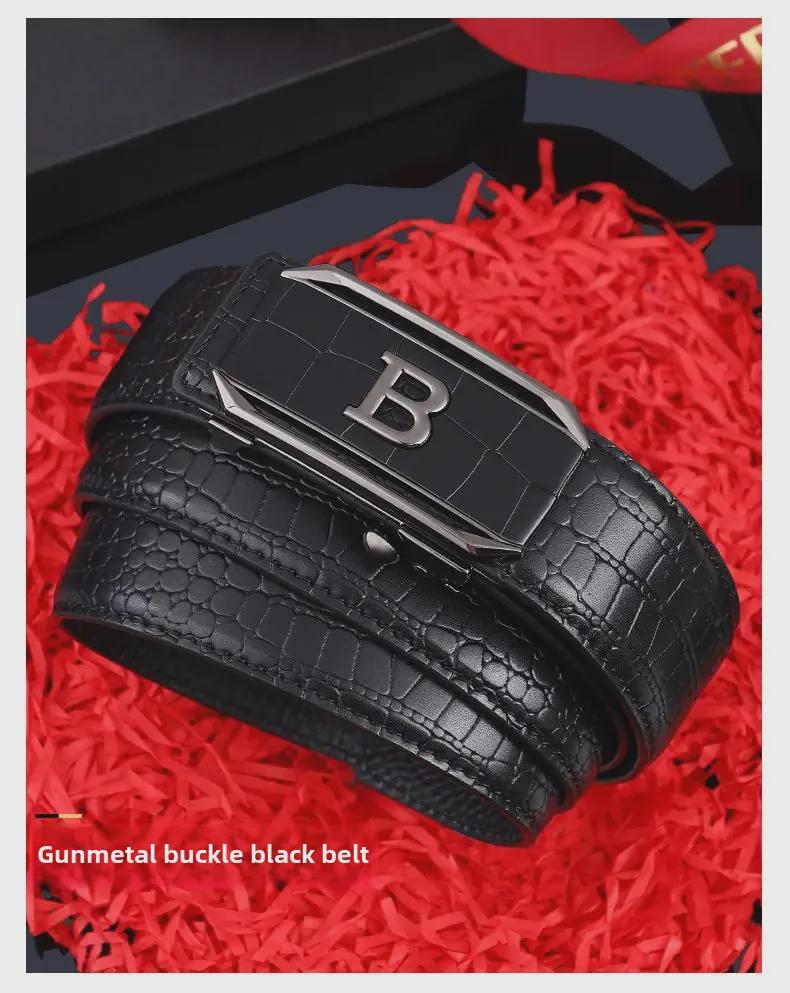 Herrengürtel mit Schnalle aus Legierung mit Krokodilmuster – langlebig, lässig, vielseitig.