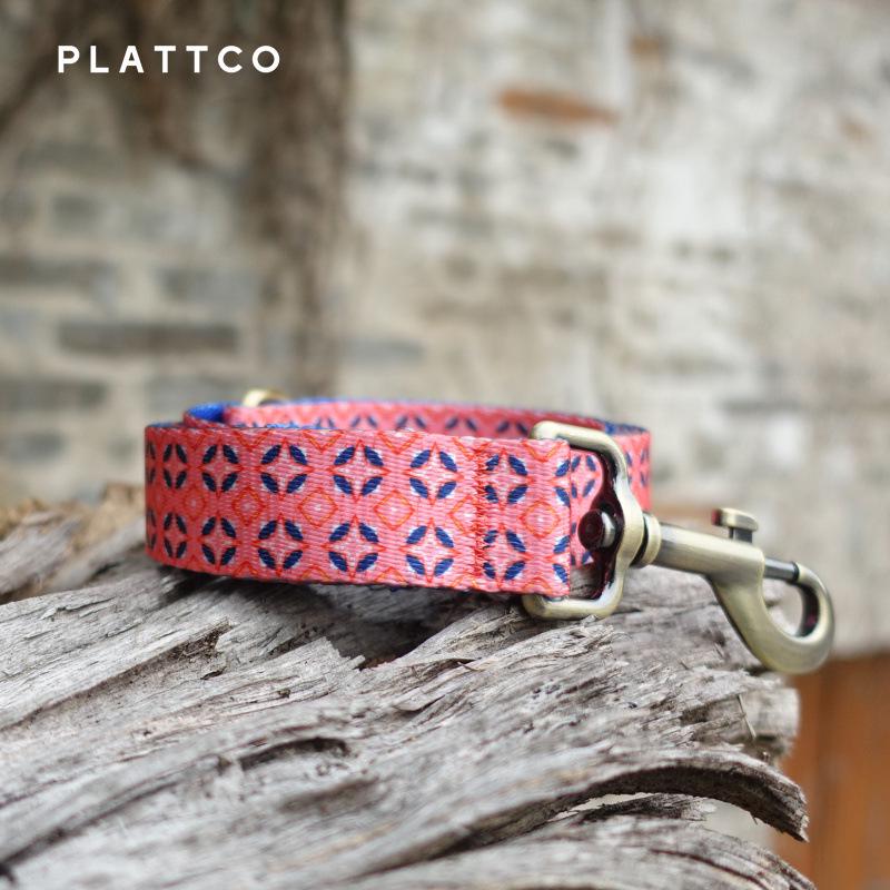 PLATTCO Orange-Red Vintage Sweater-Style Pet Collar & Leash Set, Dog/Cat Leash PDL361 S 2.0cm x 120cm