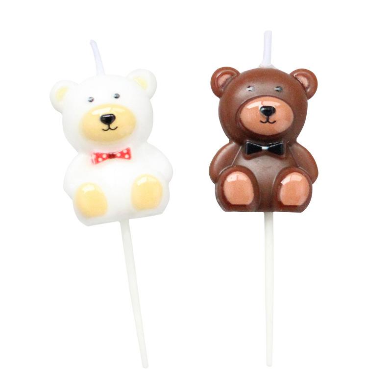 Bag Cartoon Couple Little Bear Candles INS Style Creative Candle Bow Tie Party Dressing Supplies