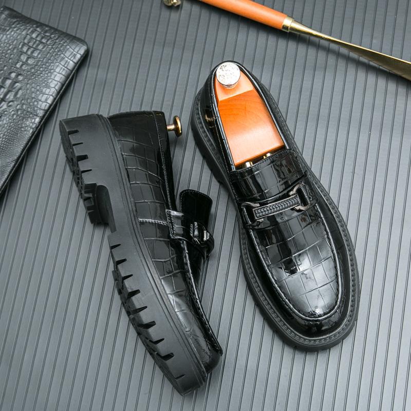 

Новые деловые туфли-лоферы из кожи в британском стиле, всесезонные, модные туфли на платформе, свадебная обувь для жениха 39