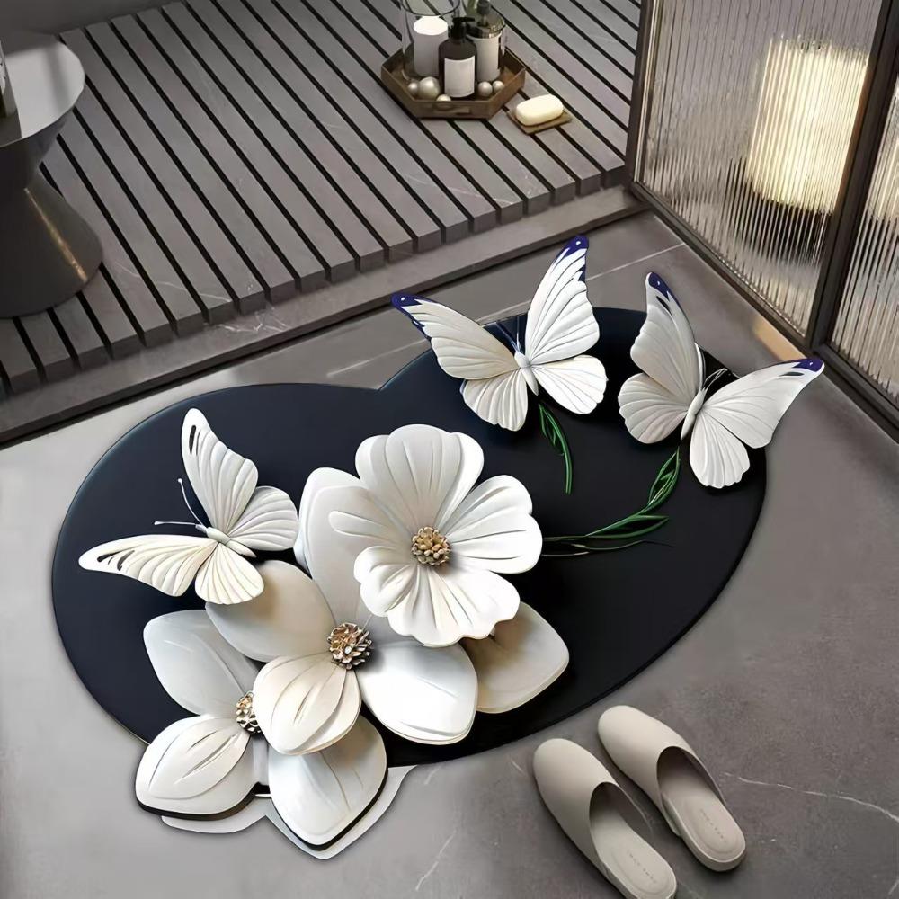 

Впитывающие коврики для ванной 3D Реалистичный придверный коврик Цветок Бабочка Коврик для ванной для ванной комнаты спальни 40*60cm-Style 6