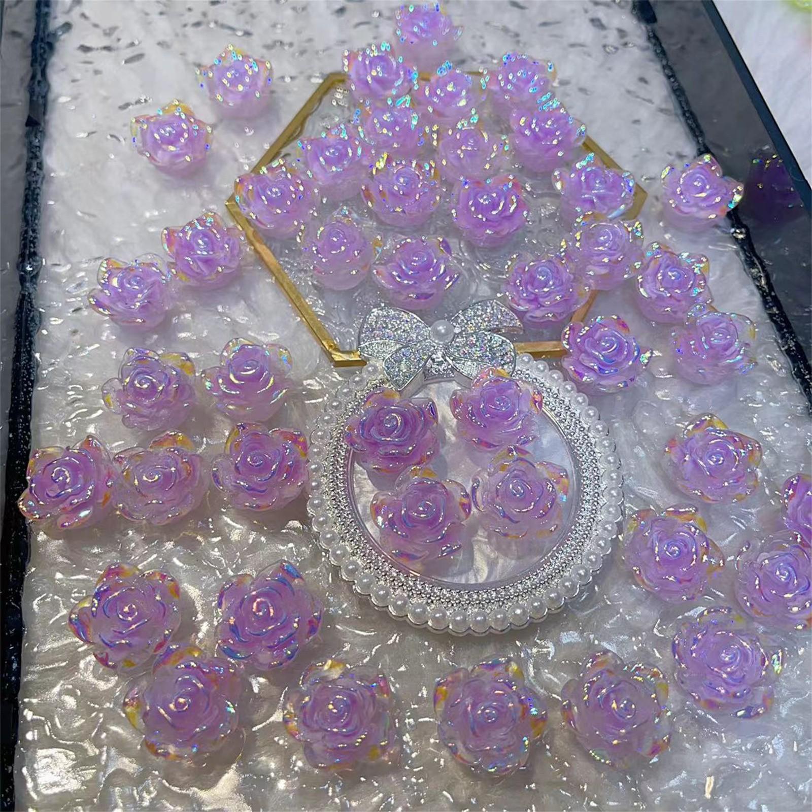 

Светящийся цветок из смолы, хрустальный цветок, свадебное украшение, цветок из смолы со стразами, плоская задняя часть, аксессуары для самостоятельного изготовления ювелирных изделий One Size фиолетовый