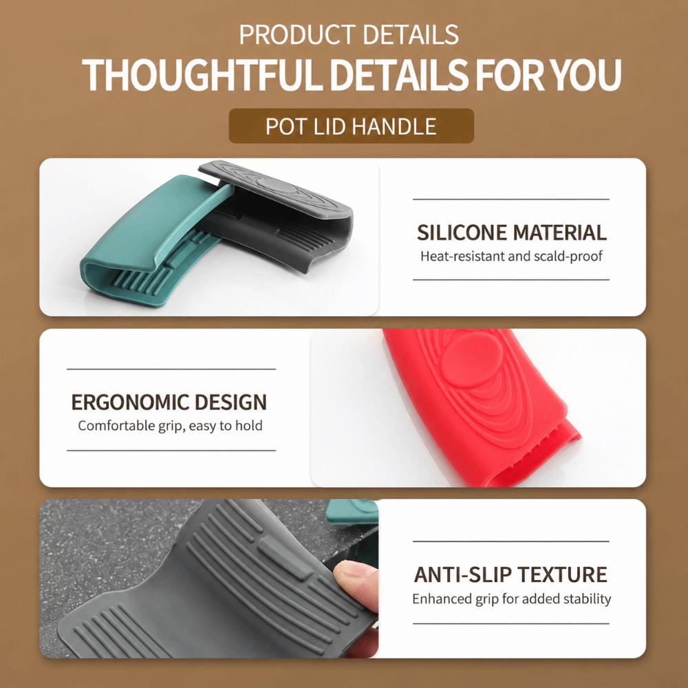 1Pair Heat‑insulated Pot Handle Grip Anti‑slip Texture Heat‑Proof Clamp Iron Cookware