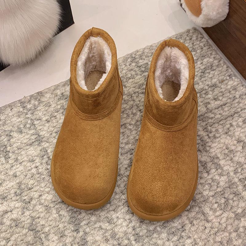 Snow Boots Women's Winter New Fur Integrated Fleece Thickened Bread Shoes Warm Cotton Shoes Women