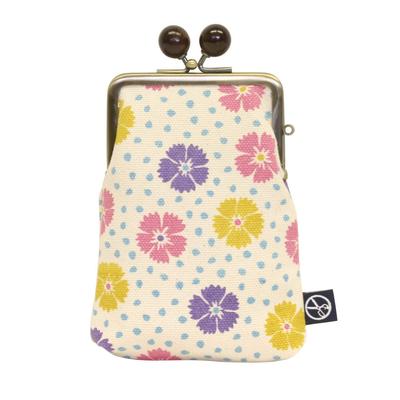 [Maeda Senko] Goshiki Hanpu-do Japanese Flower Series 2.6-inch Clasp Pouch, Pale Pink