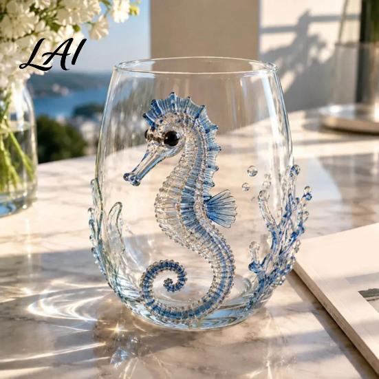 Spezialglasware für Partys Oktopus Glasbecher Ozean Wale Seepferdchen Krabben Quallen Cocktailglas Zuhause Küstenverzierung Bar Handgefertigt