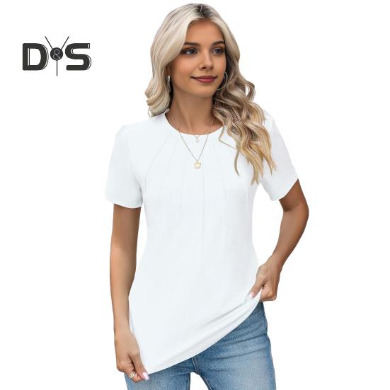 

Женские летние топы с круглым вырезом, коротким рукавом, морщины, текстура, футболка, однотонные, свободный крой, эластичные топы, повседневная одежда XL белый