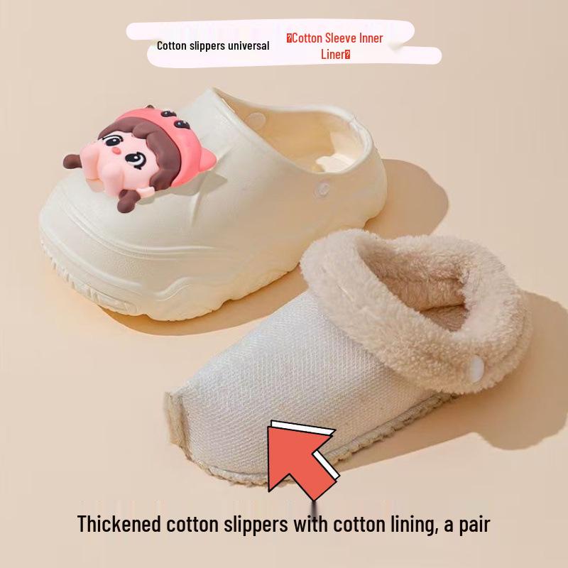 Теплые водонепроницаемые без запаха нескользящие зимние хлопковые чехлы-тапочки для девочек - Размеры Medium и Large 26-27 699₽