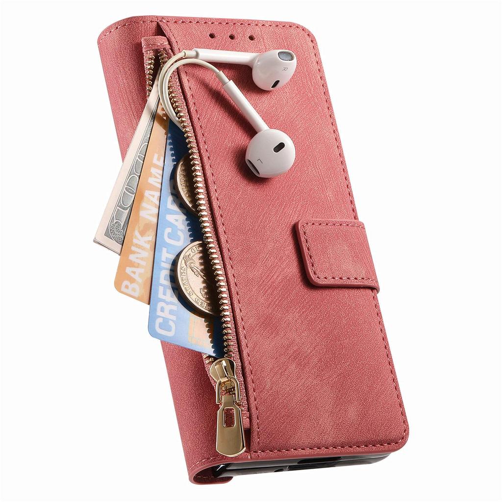 Retro Magnetic Zipper Leather Case for Samsung ZFold 7/6/5/4/3 with Card Slot