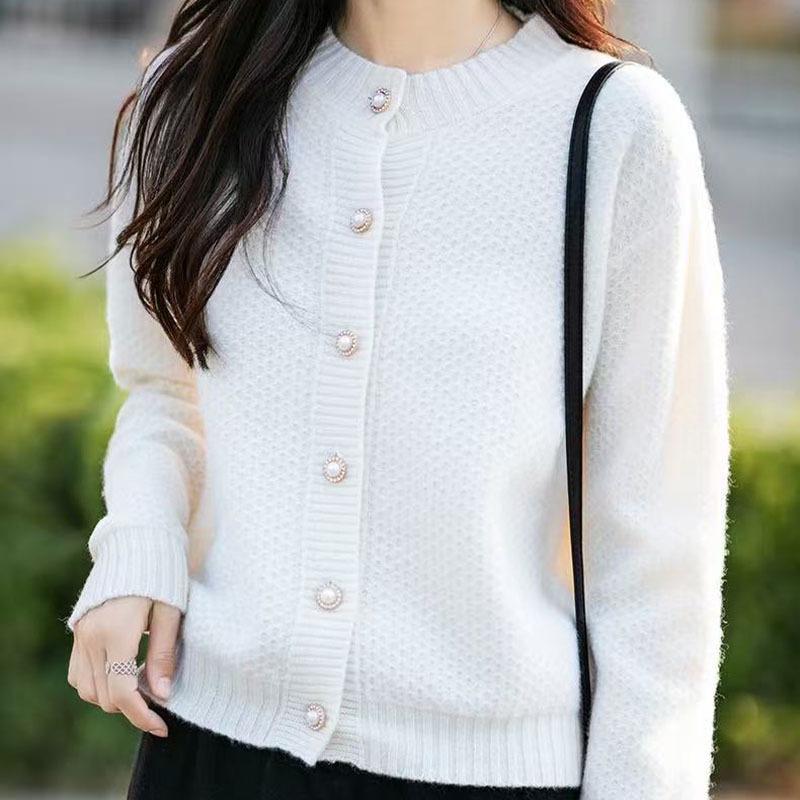 Wool Honeycomb Knit Sweater for Women: Lazy Style, Round Neck, Loose Fit - New 2025 Autumn/Winter Collection