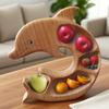 Wooden Charcuterie Board Dolphin Shaped Cheese Board Fruit Serving Platter with 3-Compartment Fun Dolphin Kitchenware for Beach Parties