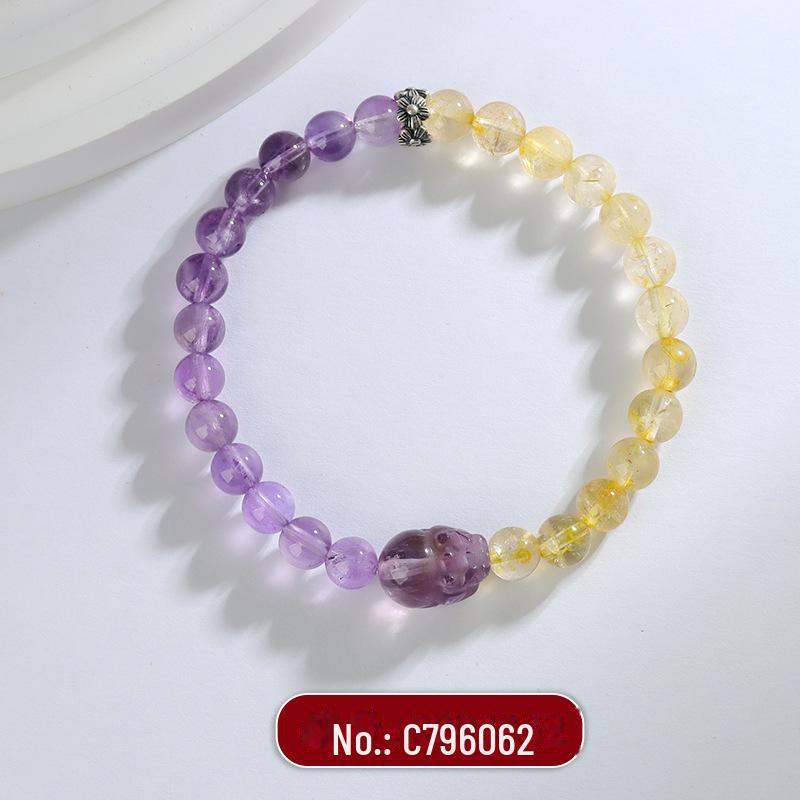 

Браслет Pixiu с натуральным желтым кристаллом для волос и аметистом - уникальный и элегантный женский аксессуар в китайском стиле.