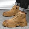New Men Shoes Genuine Leather Boots Outdoor Casual Hiking Shoes Winter Thick-soled Short Boots