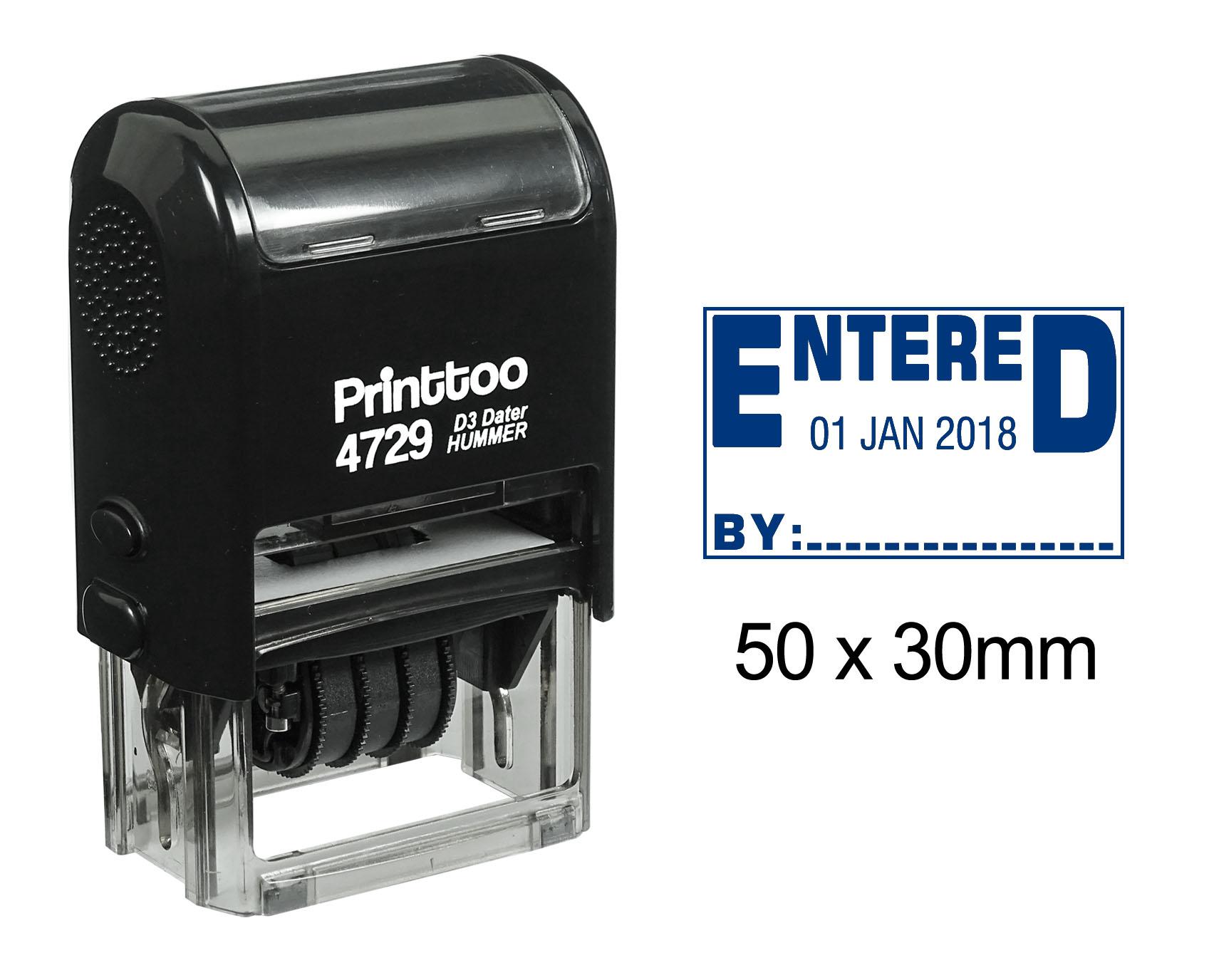 

Printtoo Self Inking Dater Stamp With Entered By Text Date And Sign Space Rubber 50 mm x 30 mm.(Approx) синій