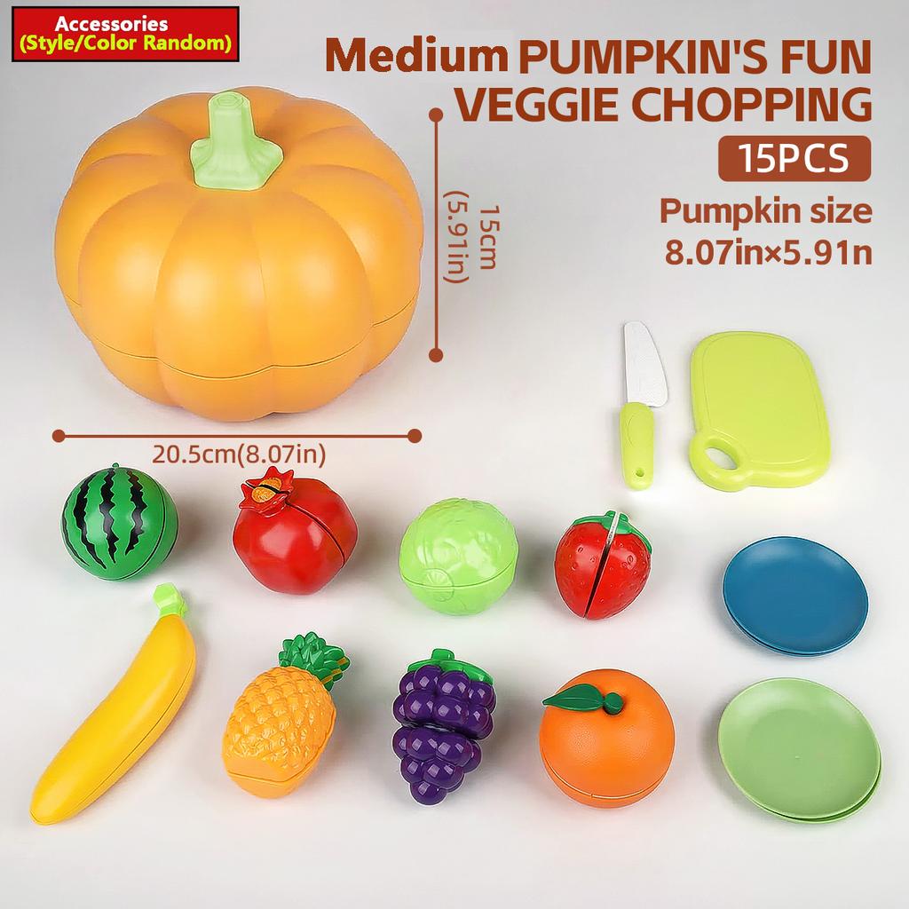 Kids's Kitchen Toy Set Simulated Fun Fruit Cutting Seafood Set Pumpkin Storage Box Detachable Large Capacity Halloween Gifts