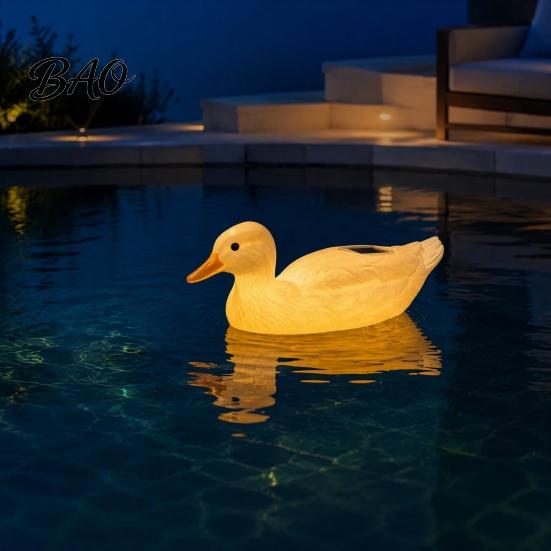 Decorative Resin Swan Statues for Ponds Solar Floating Garden Statue with Warm LED Lights, Waterproof Outdoor Pond Decor Automatic Dusk to Dawn