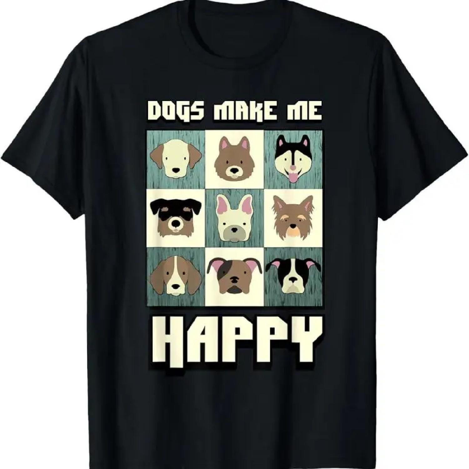 

Dogs Make Me Happy Puppy Lover T Shirt XXXXXL різнокольоровий