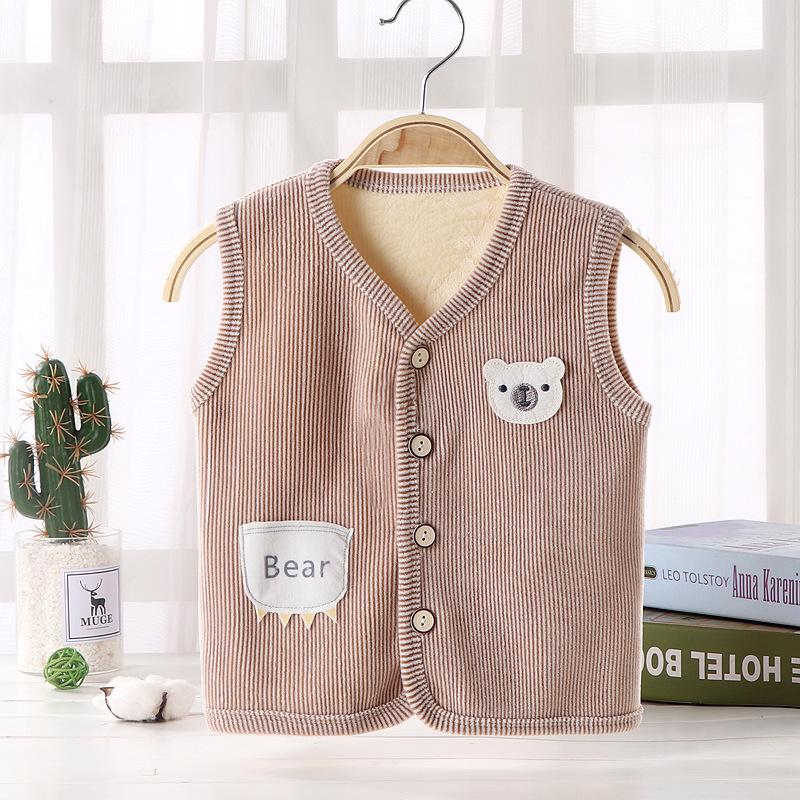 Jingqi Fleece Lined Sleeveless Vest for Boys and Girls - Warm Autumn/Winter Infant Waistcoat