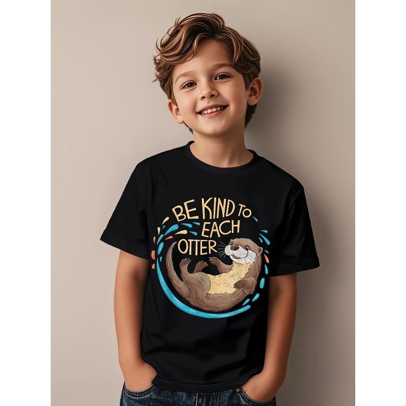 European Sizes Be Kind To Each Otter Funny Pun Graphic T-Shirt for - Cute Otter Design with Heart & Bubble Lettering