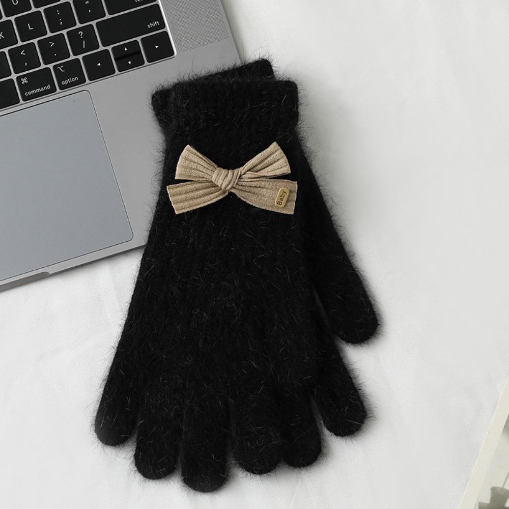 Verdickte Plüschhandschuhe Kaninchenhaar Baumwollfäustlinge Niedliche Vollfingerhandschuhe Frauen