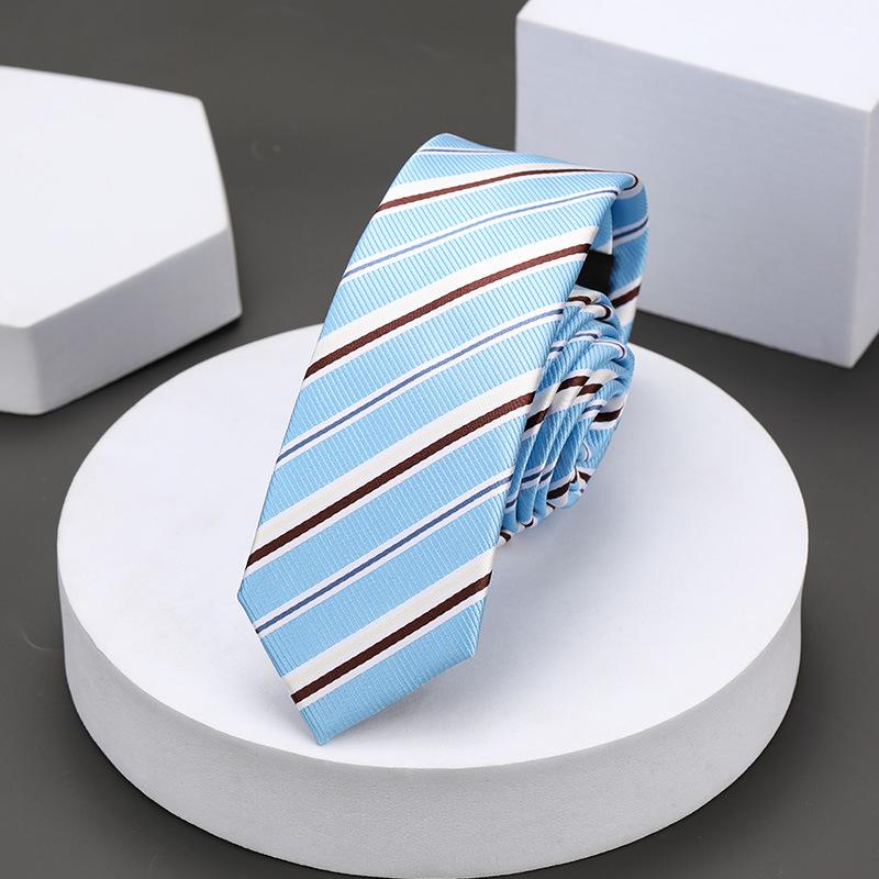 Version Coréenne Décontractée 5cm Hommes et Femmes Robe d'Affaires Marié Mariage Rayure Main Travail Étroit Paresseux Couleur Unie Cravate