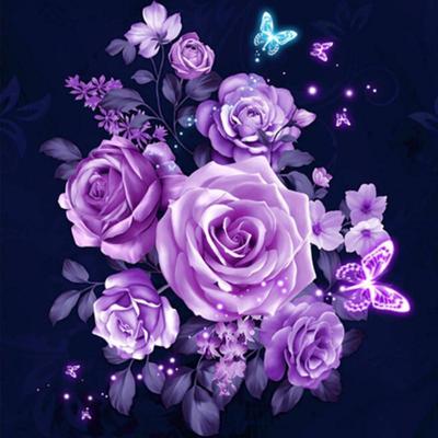 5D-Diamantgemälde zum Selbermachen, „Lila Rose“, handgefertigt, 3D-Stickerei, Kreuzstich, Mosaik-Dekoration, Geschenk
