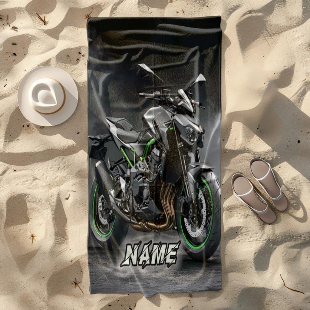 Individuelles Motorrad Strandtuch Personalisierter Name Sportmotorrad Mikrofaser Badetücher Weich Schnelltrocknend Schwimmbad Liegestuhl