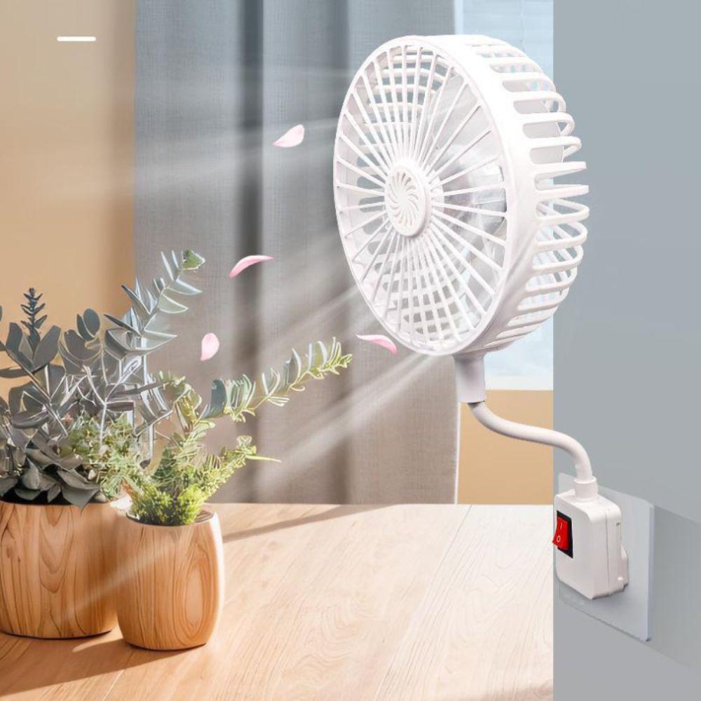 Durable 3-Prong Plug Design Fan Cooling Space Saving Energy Efficient Fan 360 Degree Adjustable Wall-Mounted Quiet Operation Fan