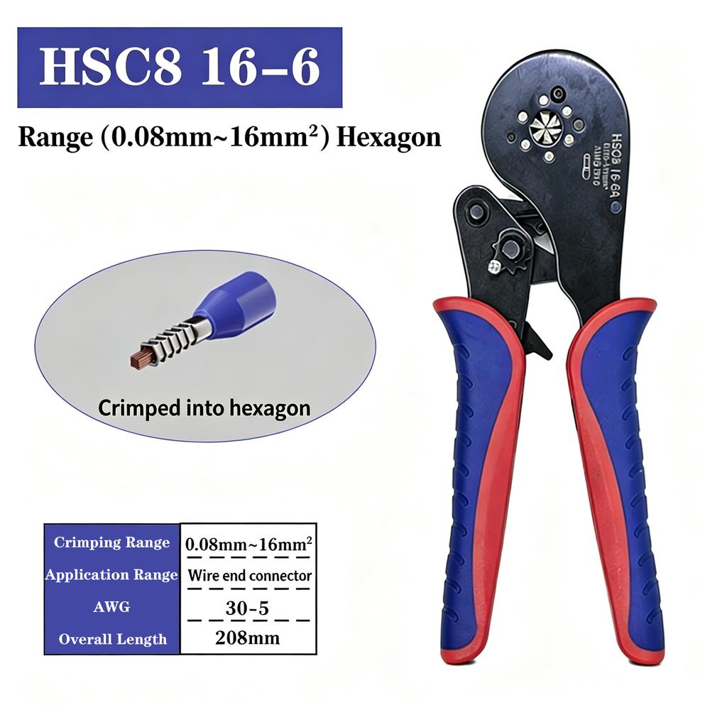 Tubular Terminal Ferrule Crimping Pliers-Carbon Steel Manual Crimping Tool for Electricians Wire Crimper