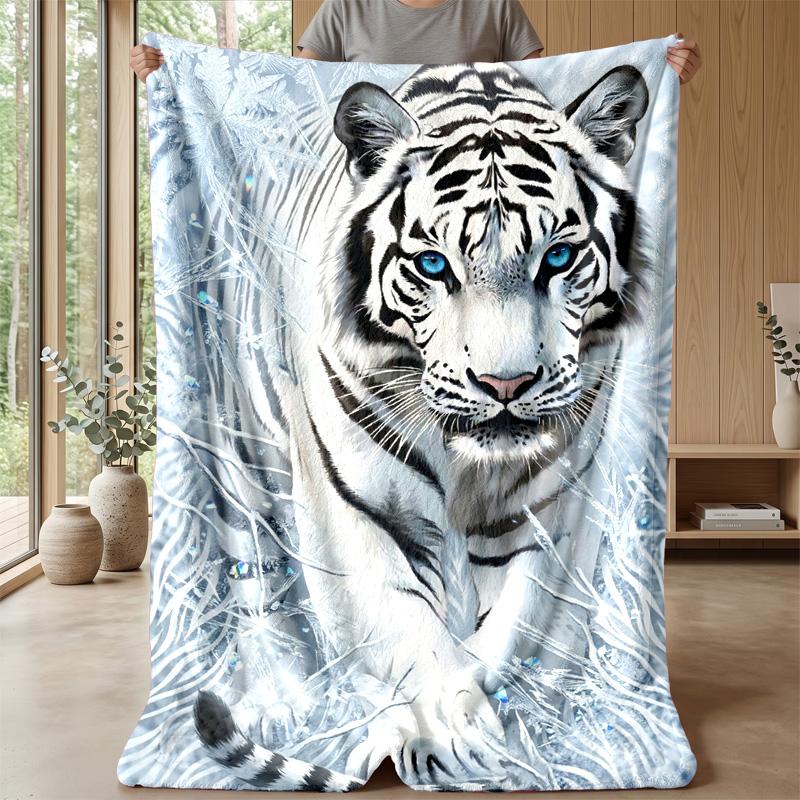 White Tiger Fantasy 3 Theme blanket Lightweight Warm Flannel Blanket Decorative Throw Blanket for Home Decoration