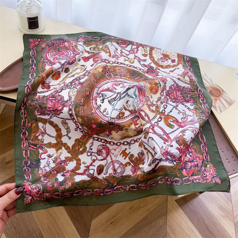 Print Scarf Luxury Hijab Bandana Handkerchief Silk Scarves Woman Headscarf Square Elegant Soft Lightweight Stylish Versatile