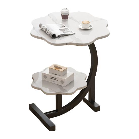 C-shaped Side Table with Flower Shape Tabletop Office Living Room Bedroom 45659
