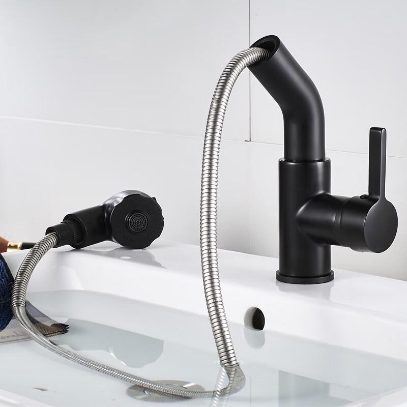 Xuanyong Black Bathroom Swivel Pull-Out Faucet