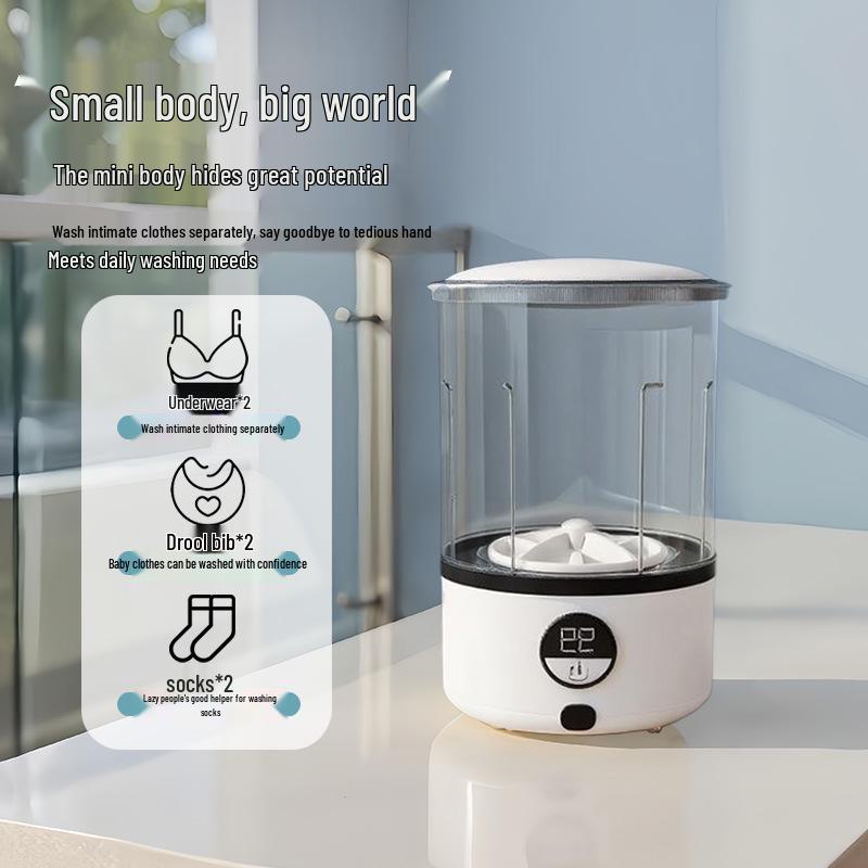 Tragbare Mini-Waschmaschine für Unterwäsche und Socken, Kabellos und Kompakt für Wohnheim oder Zuhause