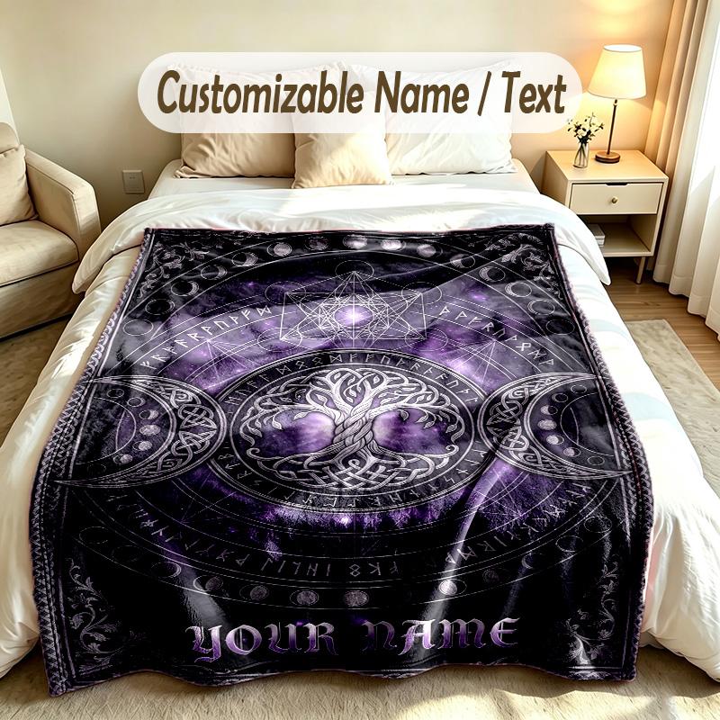 Witchcraft Theme Custom Blanket Personalized Name & Text Customized Soft Warm Throw Blanket Home Decor