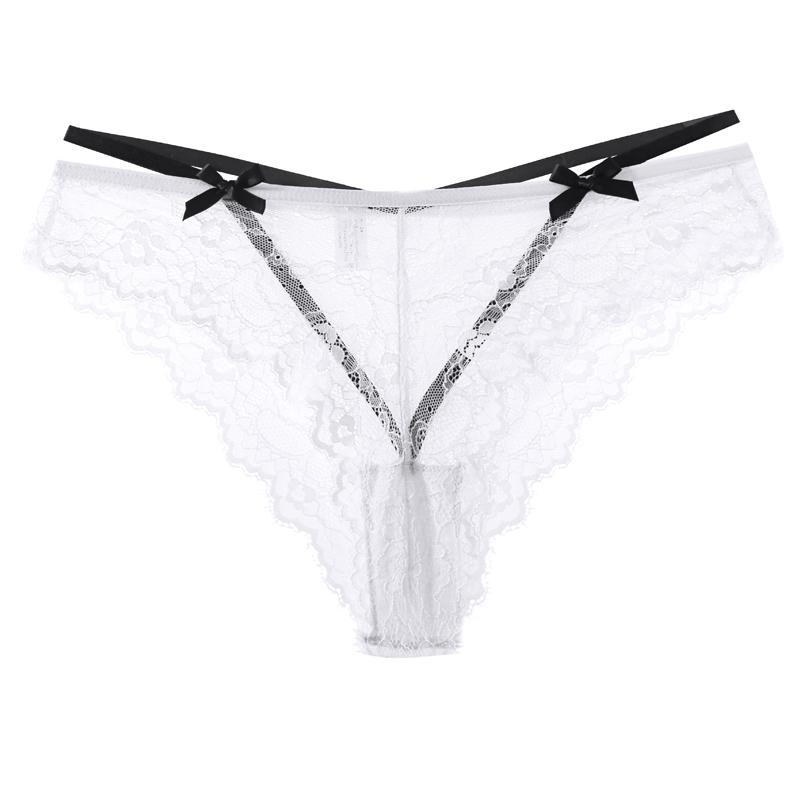 CINOON Sexy Women Lace Panties Low-waist Ultrathin Transparent Briefs Solid Bow Comfort Intimate Underpant