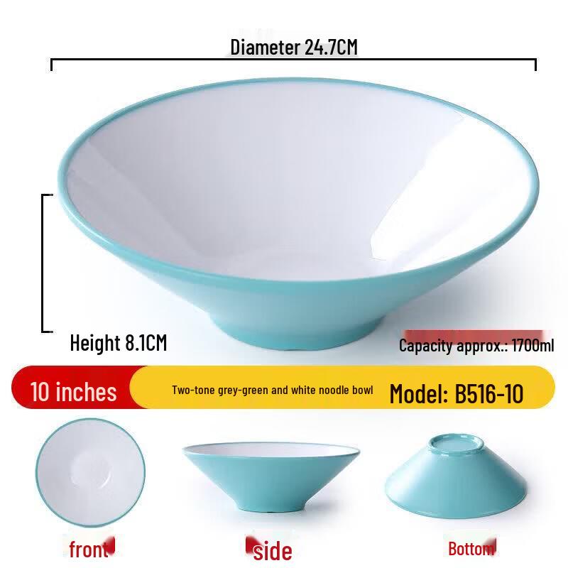 

10-inch Melamine Soup Bowls, Gray-Green/White, 2-Pack