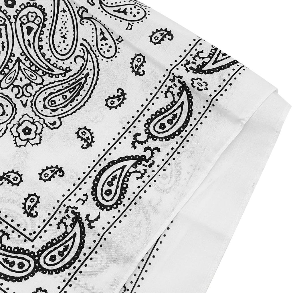Kakatrend Bandana White Paisley Pattern Handkerchief Men's Bandana Adult 100% Cotton Stylish Bandana Unisex Large 55cm X 55cm White