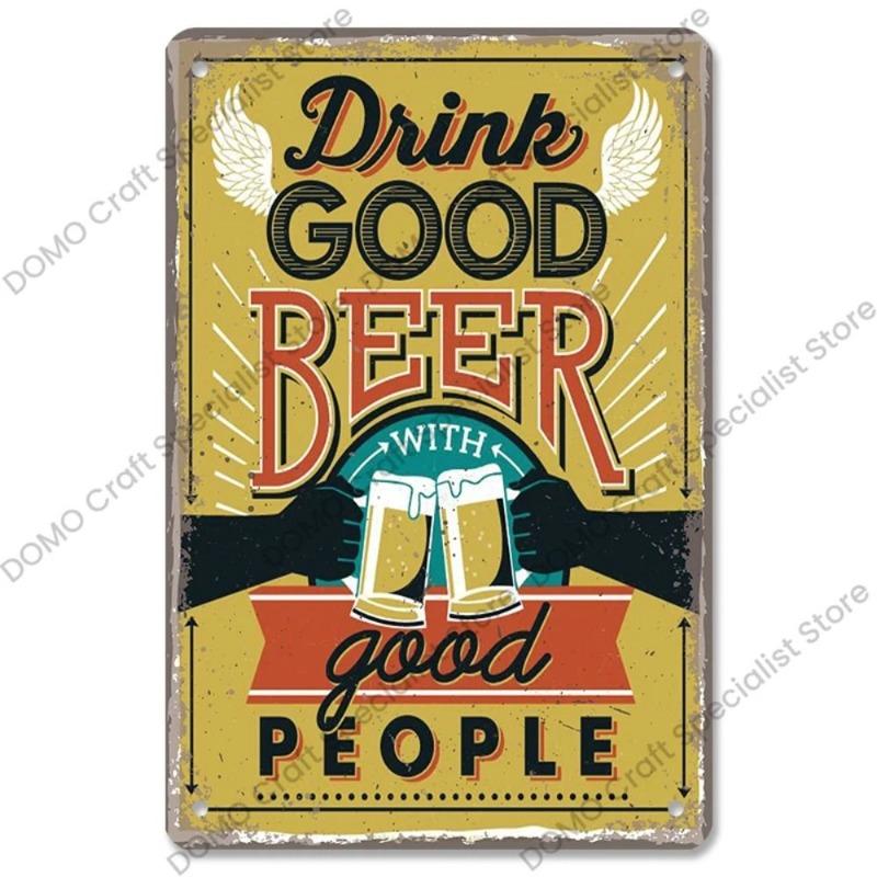 Vintage Beer Metal Sign, New Year Pub Decor Plaque