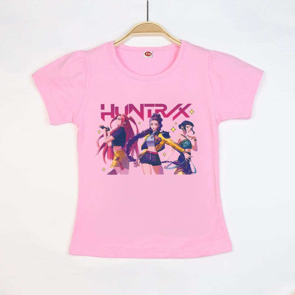 New T-shirt Anime Kpop Witch Hunting Group Printing Children T-shirt Fashion Casual Cartoon T-shirt Girls Children's Clothing